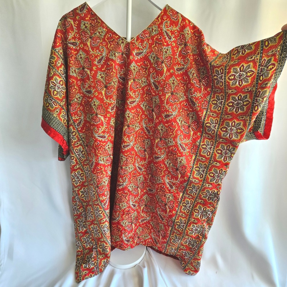 Vintage Naqui New York Red Paisley Tunic Pants Set Bohemian Whimsigoth 1X 18/20W